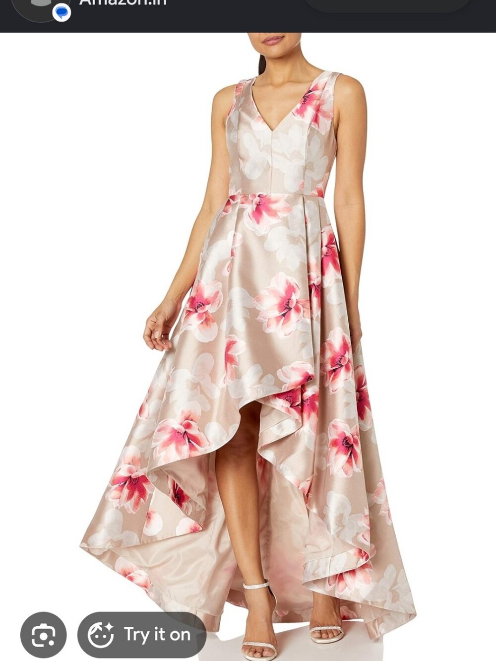Calvin Klein Pink Floral High-Low Skirt Dress